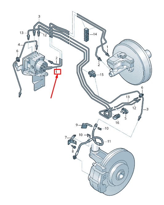 new skoda octavia 5e mk3 front brake line lhd 5q1614739a original
