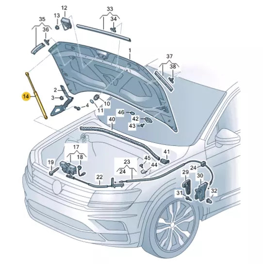 NEW VOLKSWAGEN TIGUAN AD FRONT LEFT BONNET STRUT 5NA823359B