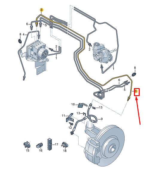 new audi q4 e-tron front left brake pipe 1eb614723b original
