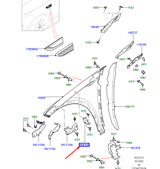new lr range rover velar l560 front right fender bracket lr061256 original