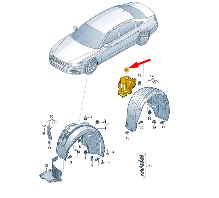 NEW AUDI A8 4N D5 REAR RIGHT WHEEL HOUSING ACCESS COVER 4N0810162B ORIGINAL