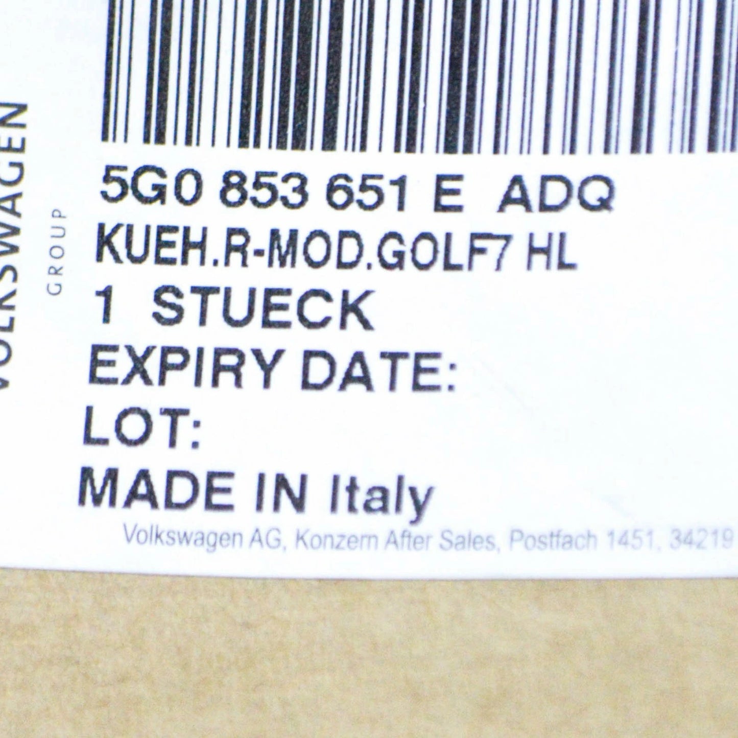 NEW VW GOLF MK7 5G R-LINE FRONT BUMPER RADIATOR GRILLE 5G0853651EADQ ORIGINAL