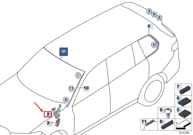 NEW BMW X7 G07 TOP RIGHT WATER DRAIN CHANNEL 51717434889 ORIGINAL