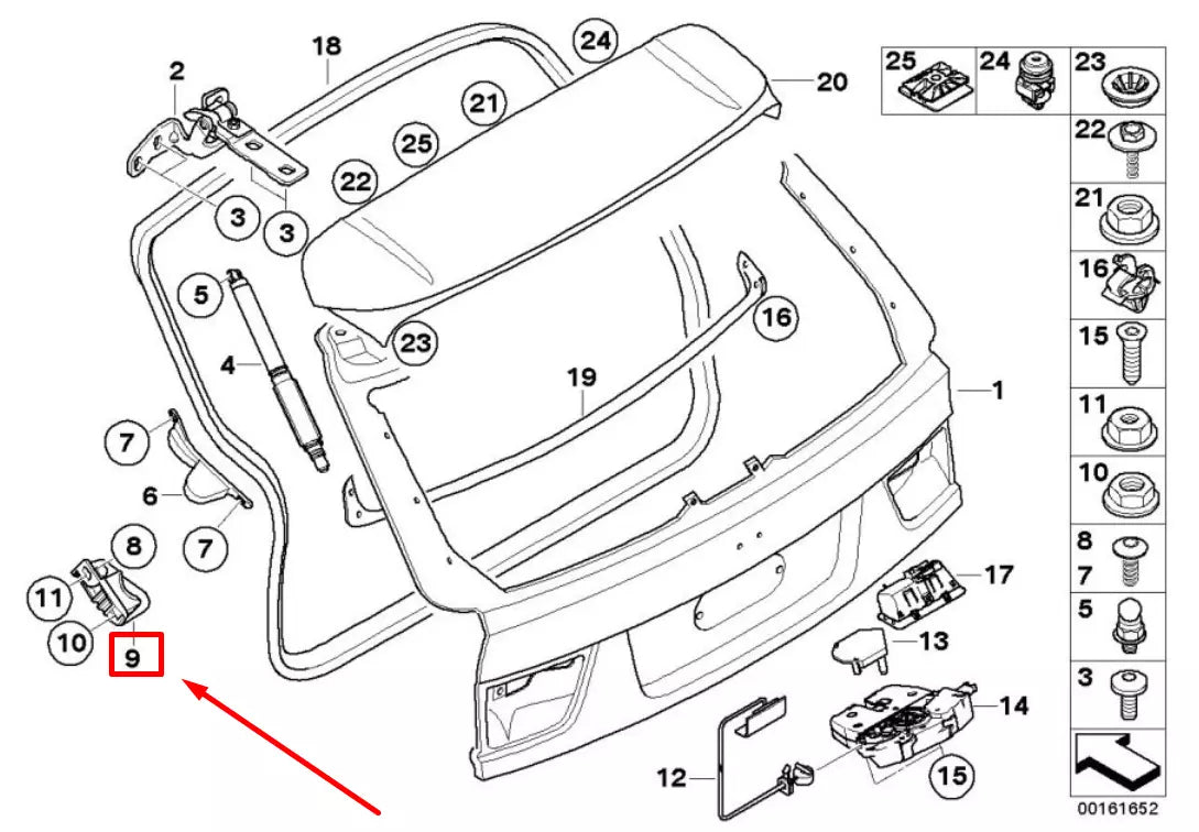 NEW BMW X5 E70 RIGHT TRUNK LID STOP 7164861 51247164861 ORIGINAL
