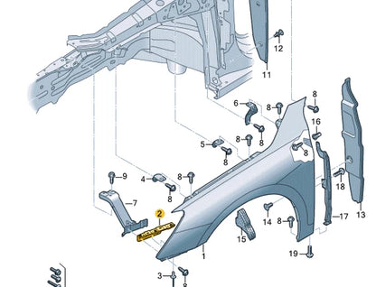NEW AUDI A3 LIMOUSINE 8Y FRONT RIGHT FENDER HOLDER 8Y0821092A ORIGINAL