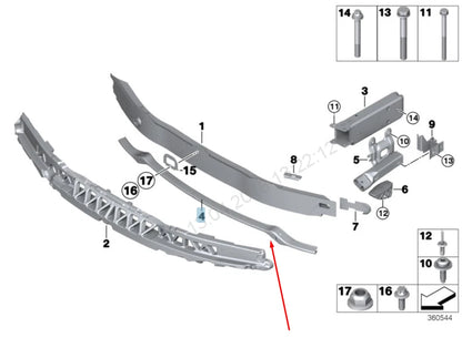NEW BMW 3 GT F34 FRONT BUMPER LOWER CRASH BAR 51117294912 7294912 2016 ORIGINAL