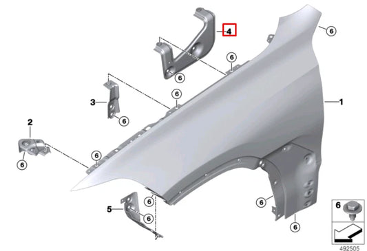 NEW BMW X5 G05 FRONT RIGHT FENDER HOLDER BRACKET 41007492370 ORIGINAL