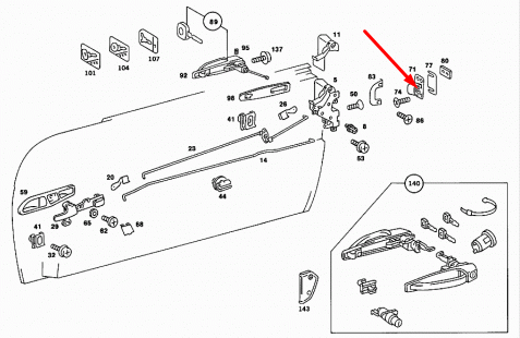 NEW MERCEDES-BENZ S-CLASS W126 FRONT LEFT DOOR CATCH A1267200104 ORIGINAL