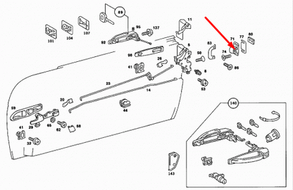 NEW MERCEDES-BENZ S-CLASS W126 FRONT LEFT DOOR CATCH A1267200104 ORIGINAL