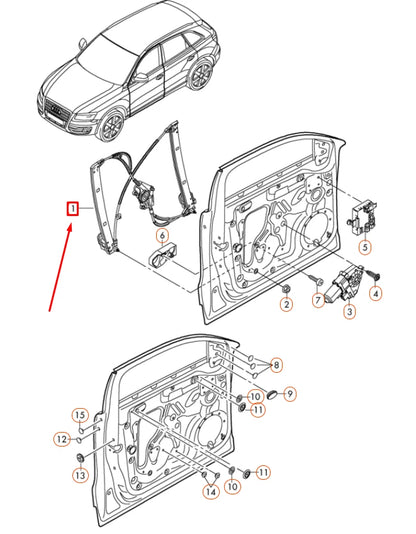 NEW AUDI Q5 8R FRONT RIGHT DOOR WINDOW REGULATOR 8R0837462K