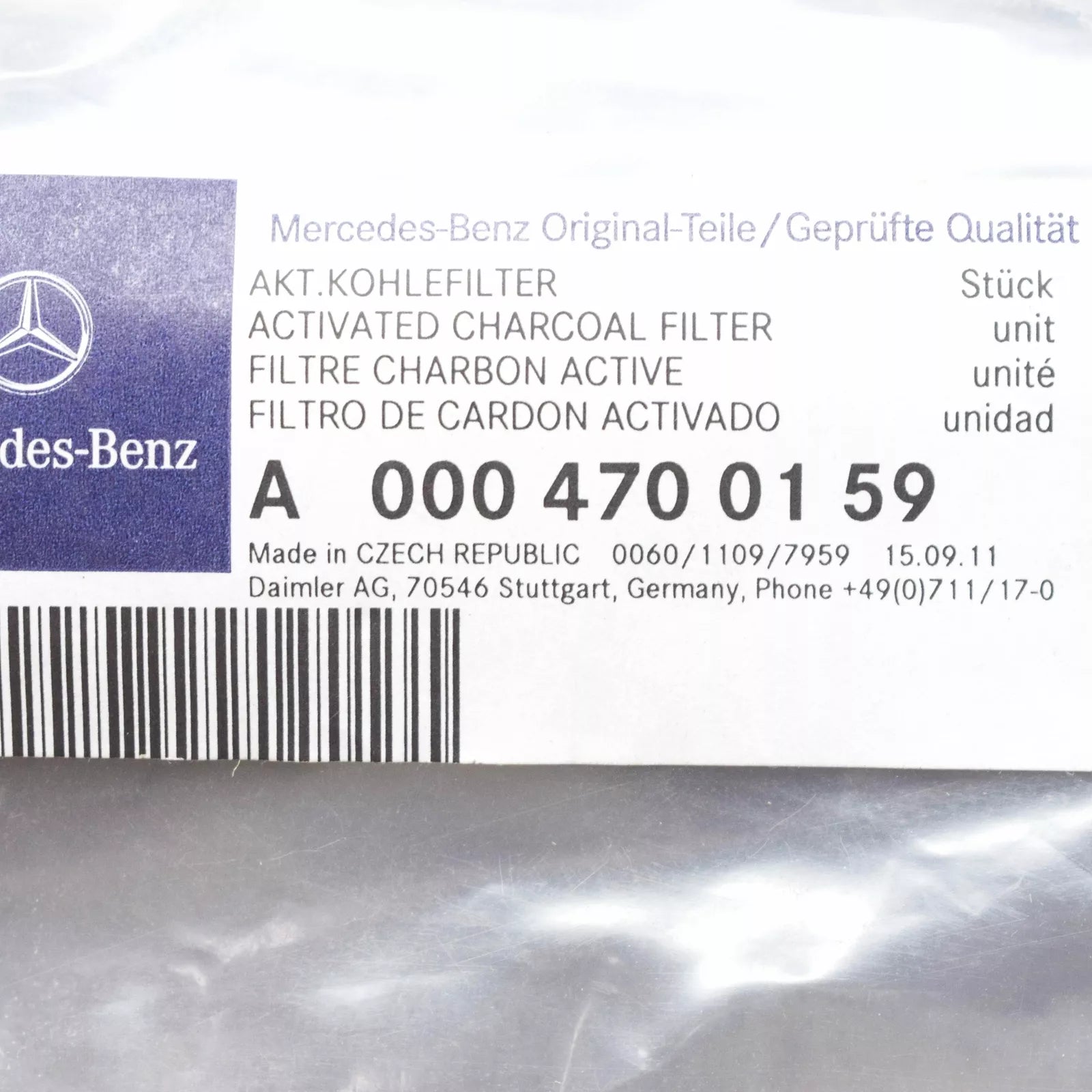 NEW MERCEDES-BENZ CL C215 AMG ACTIVATED CHARCOAL FILTER A0004700159 ORIGINAL