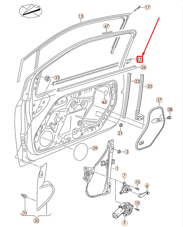 NEW VOLKSWAGEN UP FRONT LEFT OUTER WINDOW APERTURE SEAL 1S4837477A5AP ORIGINAL