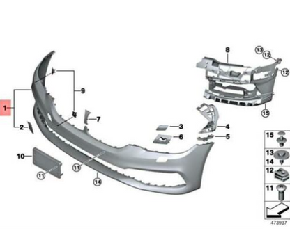 new bmw 6 gt g32 front bumper primered pdc/pma 51117445587 original