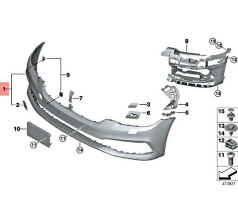 new bmw 6 gt g32 front bumper primered pdc/pma 51117445587 original
