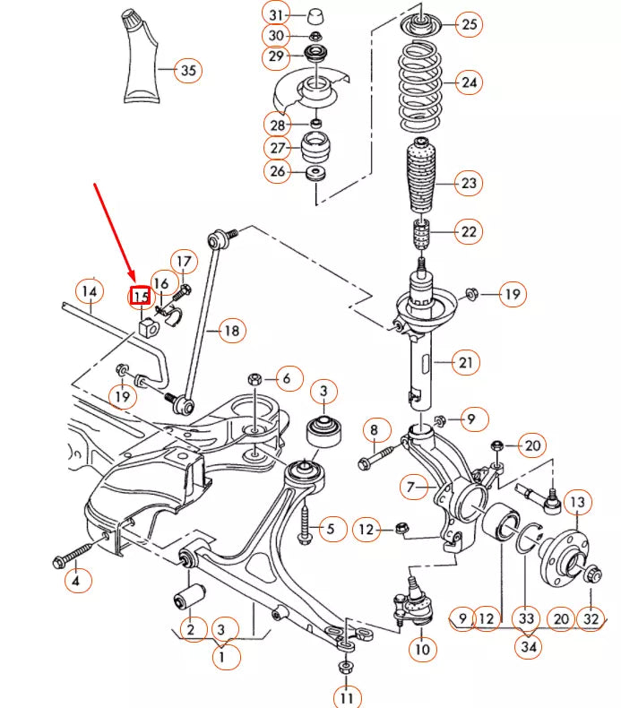 NEW AUDI TT 8N FRONT ANTI-ROLL BAR RUBBER BUSH 1J0411314T ORIGINAL