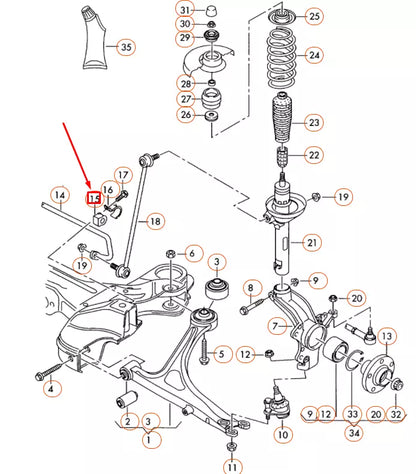 NEW AUDI TT 8N FRONT ANTI-ROLL BAR RUBBER BUSH 1J0411314T ORIGINAL