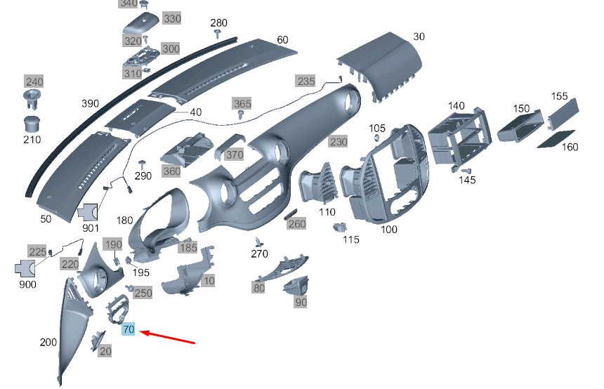 new mb vito w447 dash panel left outer cover trim lhd a44768911399051 original