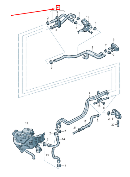 new audi a6 avant c7 auxiliary heater coolant hose 4g1265347ae original