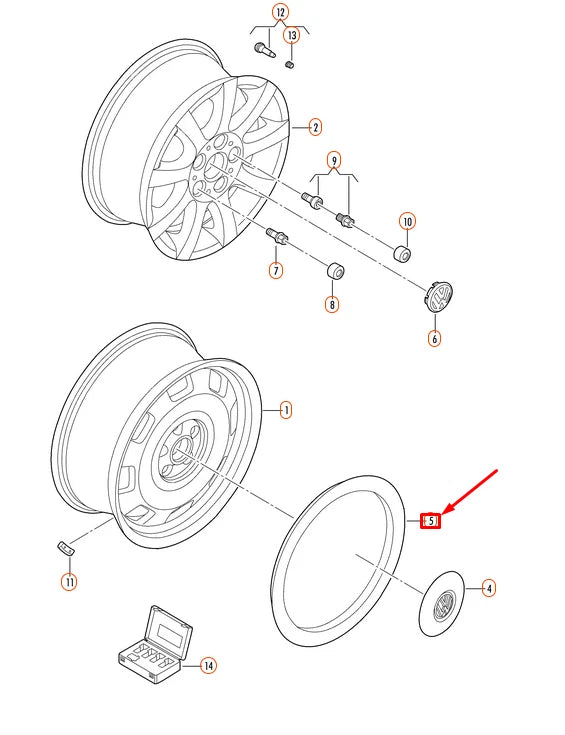 NEW VOLKSWAGEN BEETLE A5 WHEEL TRIM RING 5C0601157B