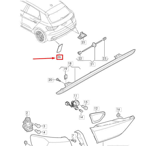 NEW AUDI A1 GB REAR RIGHT BUMPER REFLECTOR S-LINE 82A945106A ORIGINAL