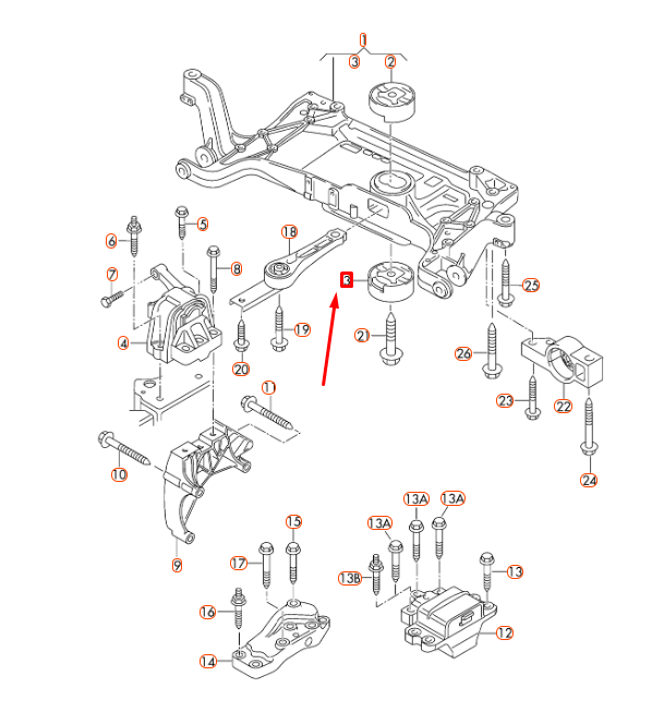 NEW AUDI Q3 8U ENGINE MOUNTING LOWER BONDED RUBBER BUSH 1K0199867Q ORIGINAL