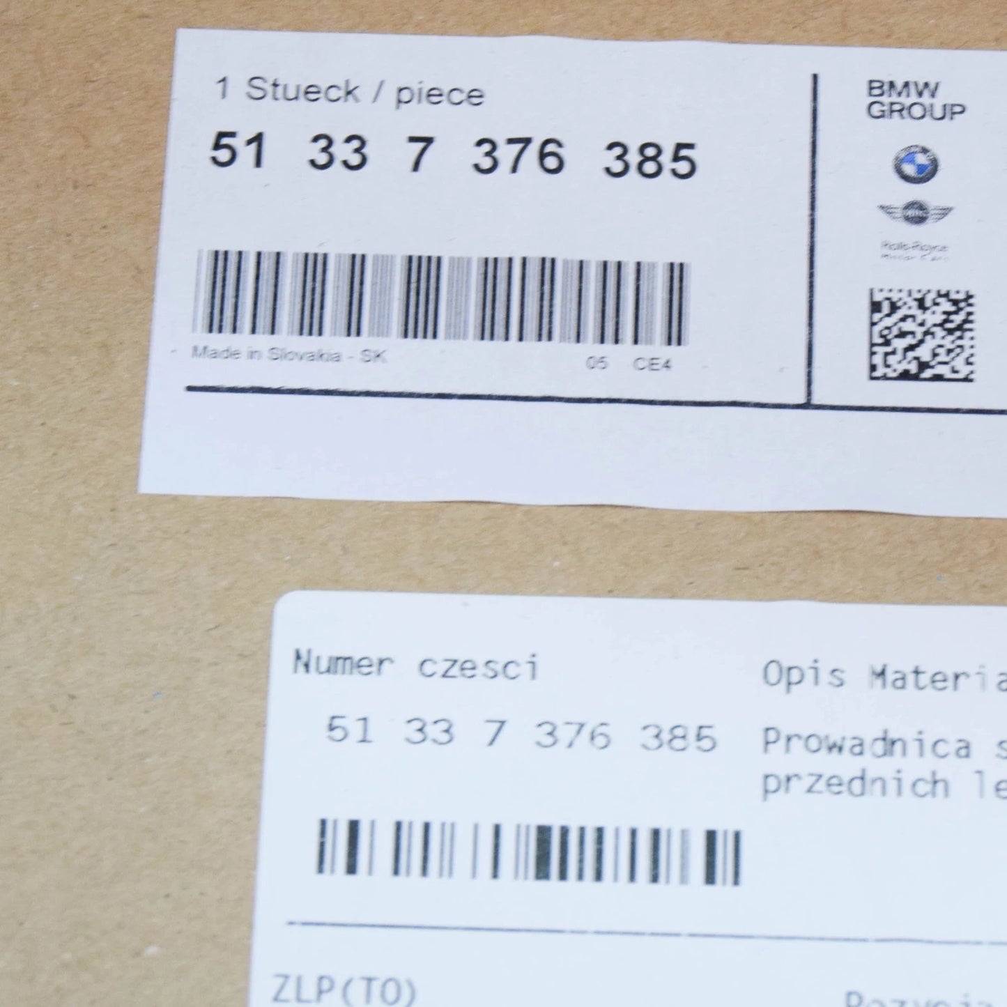 NEW BMW 1 F20 FRONT LEFT DOOR WINDOW GUIDE 7376385 51337376385 ORIGINAL