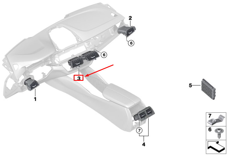 new bmw 6 gran turismo g32 center dashboard air vent 64229329579 original
