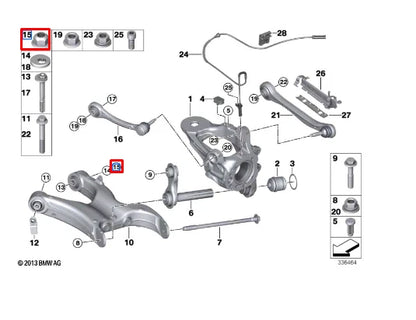 NEW BMW X5 E70 REAR AXLE SUPPORT WHEEL HEX NUT 33306771102 ORIGINAL
