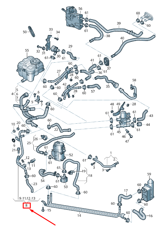 NEW AUDI Q7 4M ENGINE COOLANT PIPE 4M0265189 ORIGINAL