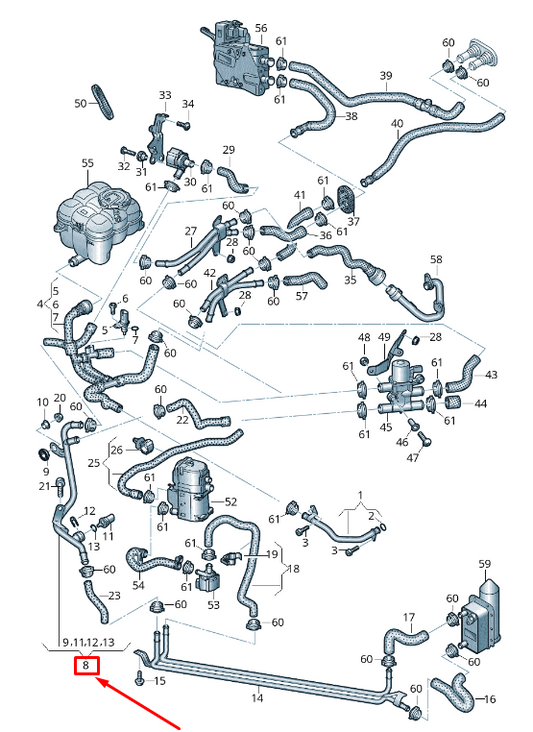 NEW AUDI Q7 4M ENGINE COOLANT PIPE 4M0265189 ORIGINAL
