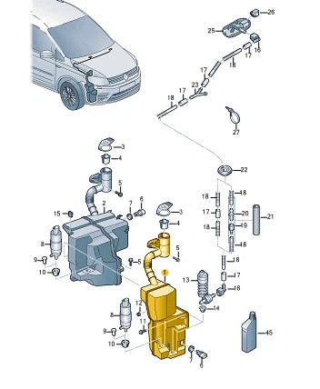 NEW VOLKSWAGEN CADDY ALLTRACK WINDOW WASHER TANK 2K5955453C ORIGINAL