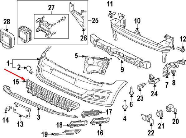 NEW VOLKSWAGEN GOLF MK7 FRONT BUMPER LOWER GRILLE 5G0853677B9B9 2015