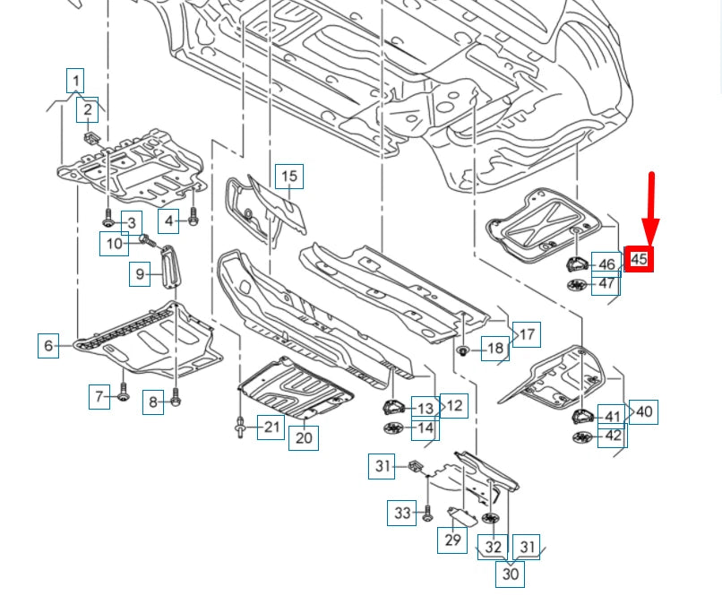 NEW VOLKSWAGEN TOURAN 5T REAR SILENCER HEAT SHIELD 5QA825701B ORIGINAL