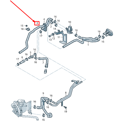 NEW AUDI Q5 8R AUXILIARY HEATER COOLANT HOSE 8R0265370AB ORIGINAL