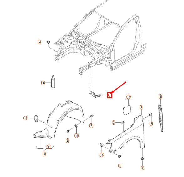 NEW VOLKSWAGEN JETTA A6 FRONT LEFT FENDER BRACE 5C6821135