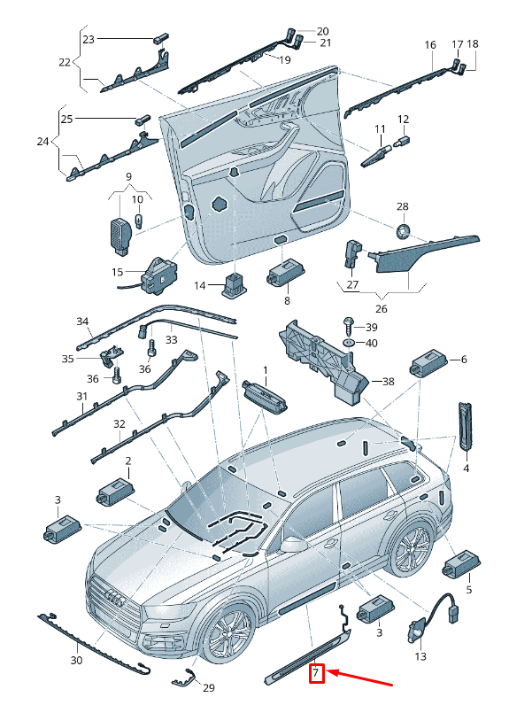 new audi q7 4m front left sill trim strip 4m0947405b original