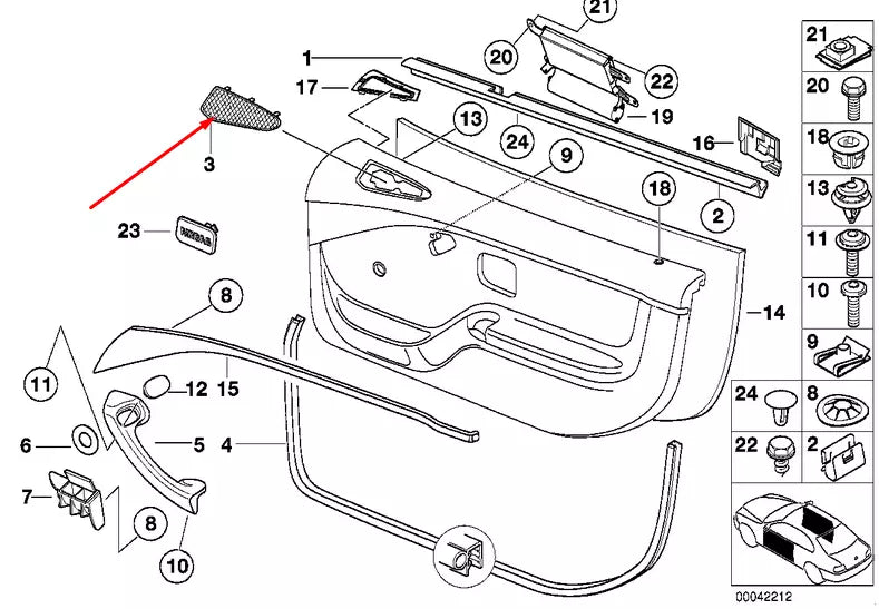 NEW BMW Z3 ROADSTER E36 FRONT RIGHT DOOR LOUDSPEAKER COVER 51418397540 ORIGINAL