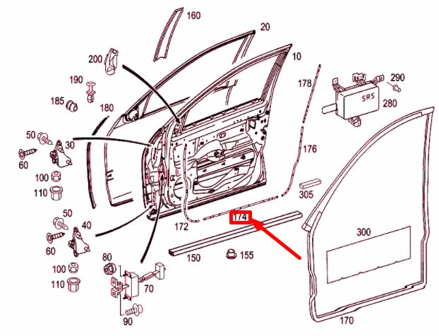 NEW MERCEDES-BENZ C W203 FRONT LEFT DOOR ENTRANCE RAIL A2037270335 ORIGINAL