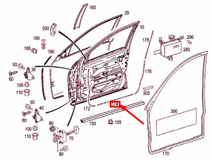 NEW MERCEDES-BENZ C W203 FRONT LEFT DOOR ENTRANCE RAIL A2037270335 ORIGINAL