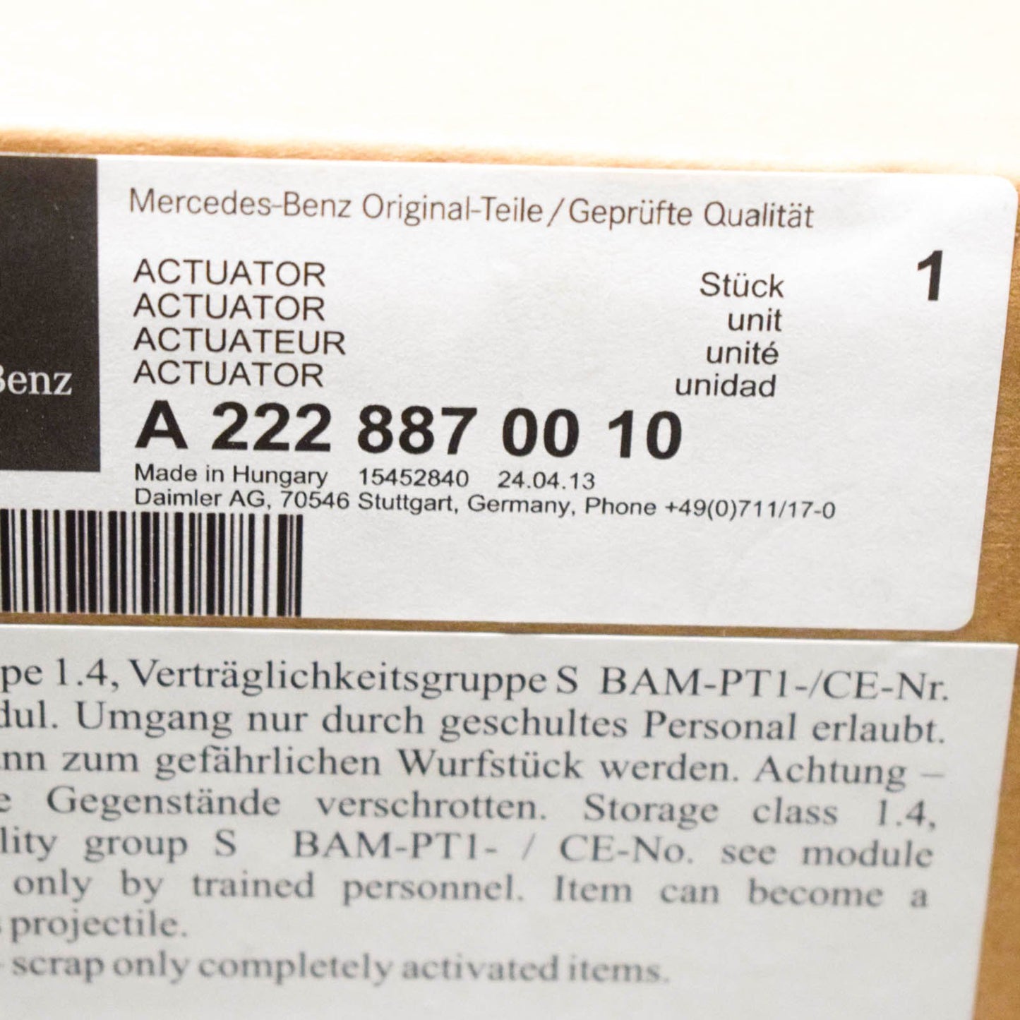 NEW MERCEDES-BENZ S-CLASS W222 BONNET ACTUATOR A2228870010 ORIGINAL