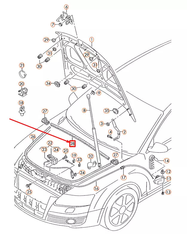 NEW AUDI A4 4F C6 FRONT WATER BOX SEAL 4F0823723 ORIGINAL
