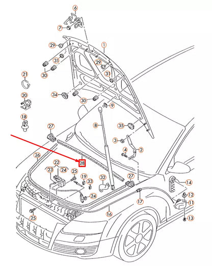 NEW AUDI A4 4F C6 FRONT WATER BOX SEAL 4F0823723 ORIGINAL