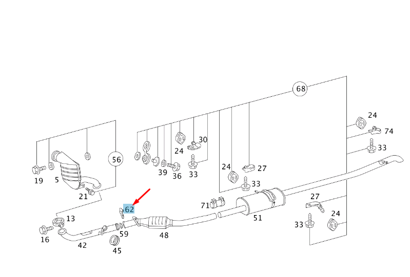 new mercedes-benz vaneo w414 exhaust system spring clip a0009932015 original