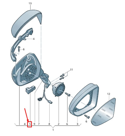 NEW VW TOURAN 5T RIGHT MIRROR ENTRY LIGHTING 510945292