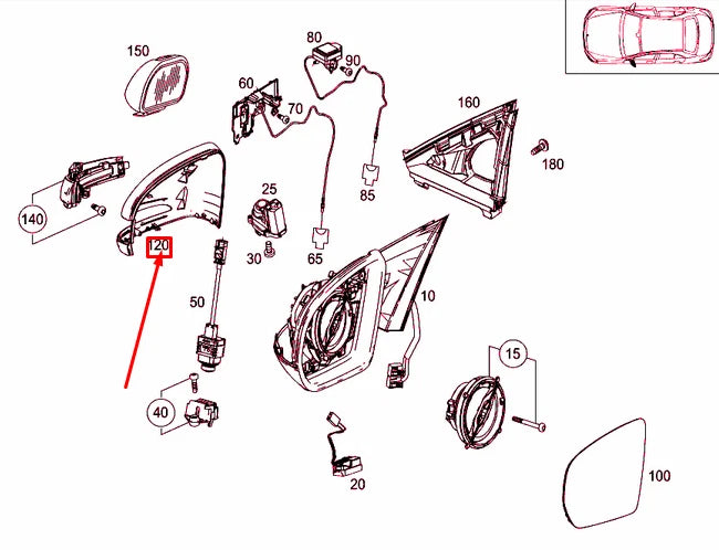 NEW MB C W205 FRONT LEFT DOOR MIRROR COVER LHD A09981101225998 ORIGINAL