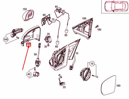 NEW MB C W205 FRONT LEFT DOOR MIRROR COVER LHD A09981101225998 ORIGINAL