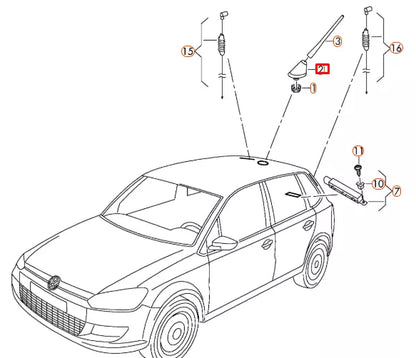 NEW VOLKSWAGEN POLO 6R ROOF ANTENNA AERIAL SHARK BASE 6R0035501C