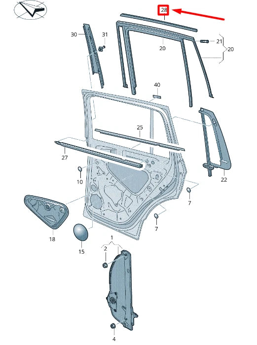 NEW VW TIGUAN AD MK2 REAR RIGHT DOOR WINDOW MOLDING TRIM 5NA839644A7Z7