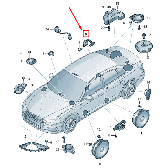 NEW AUDI A6 4A C8 RIGHT ROOF LOUDSPEAKER 4K5035828 ORIGINAL