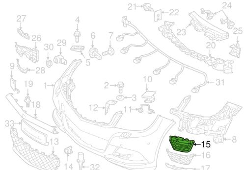 NEW MB C W204 AMG FRONT BUMPER LEFT OUTER GRILLE BRACKET A2048850824 ORIGINAL